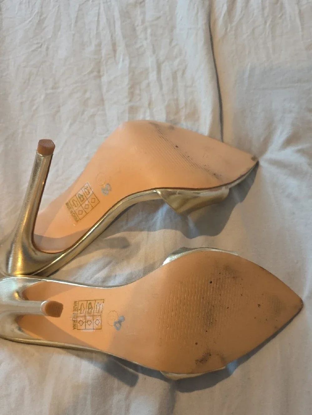 Fashion Nova Metallic Gold Pointed Mule Heels